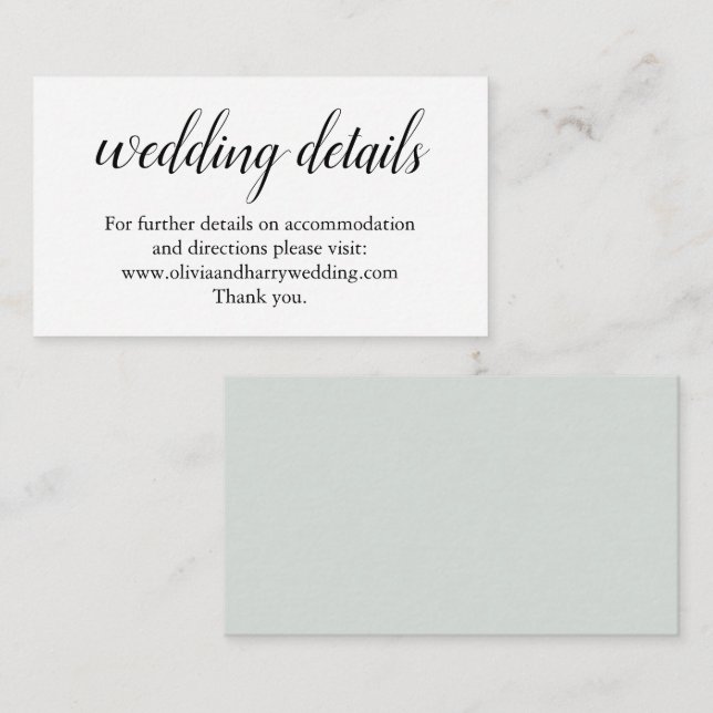 Tarjeta de Inclusión de Sitio Web de Boda Verde y  (Anverso / Reverso)