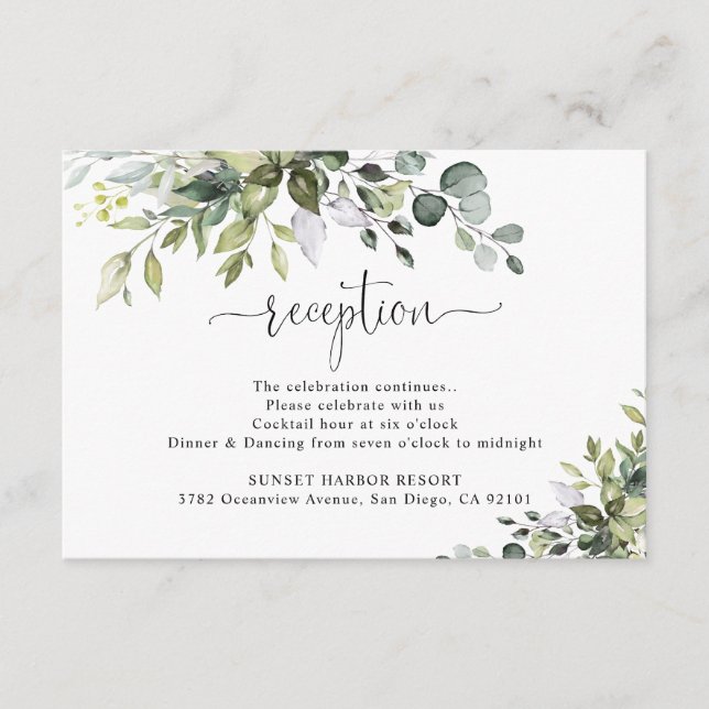Tarjeta de Inclusión para Recepción de Boda con Eu (Anverso)