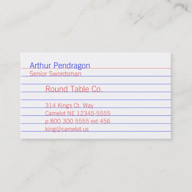 Tarjeta de índice (Anverso)