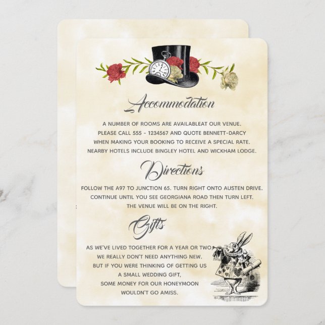 Tarjeta de información adicional de Alice en el pa (Anverso / Reverso)