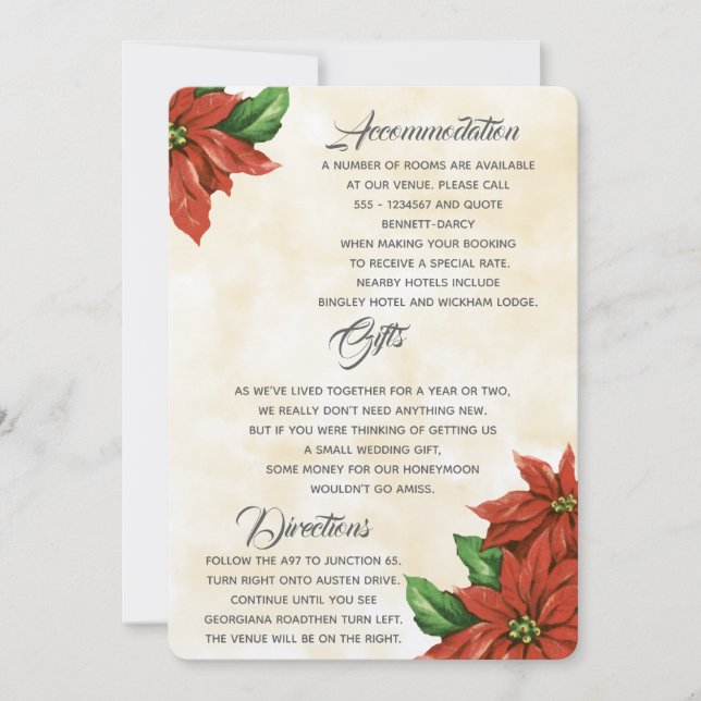 Tarjeta de información adicional del Poinsettia (Anverso)