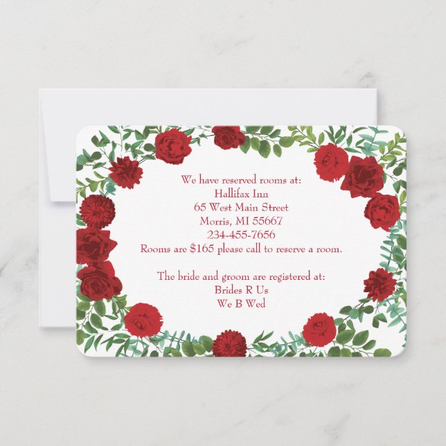 Tarjeta de información adicional para Boda de Peon (Anverso)