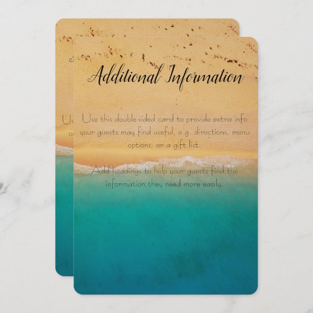 Tarjeta de información adicional para boda en la p (Anverso / Reverso)