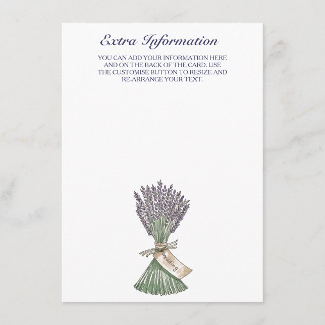 Tarjeta de información adicional para el Boda de L (Anverso)