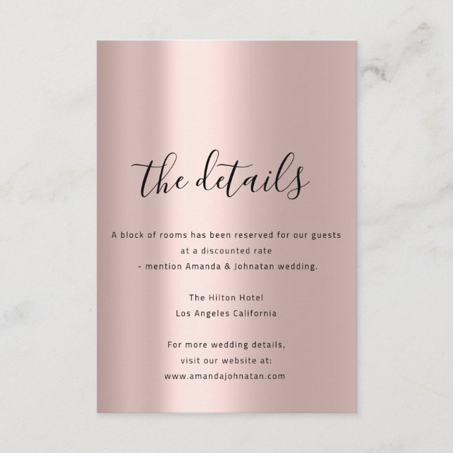 Tarjeta de Información Adjunta Detalles de Boda Ro (Anverso)