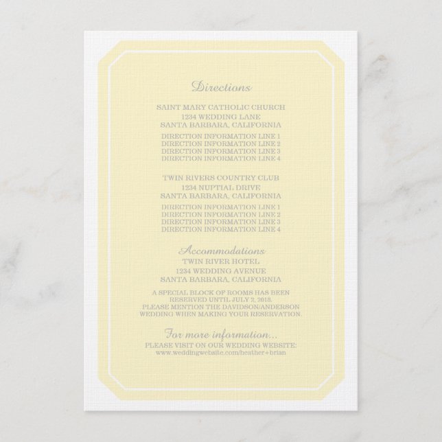 Tarjeta de información amarilla simplemente elegan (Anverso)