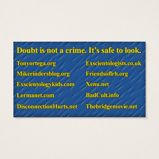 Tarjeta de información anticientológica (personal  (Atrás)