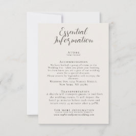 Tarjeta de información básica para Boda minimalist
