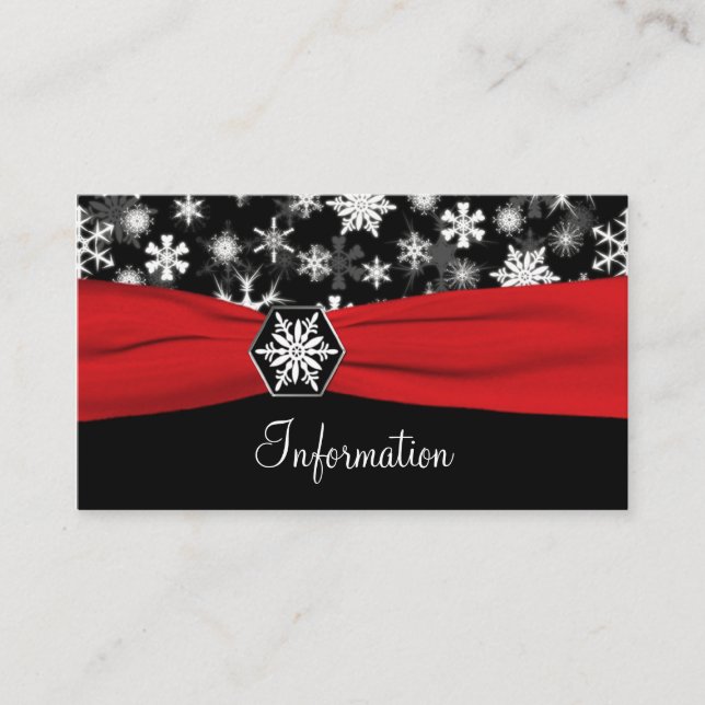 Tarjeta de información Black, White, Red Snowflake (Anverso)