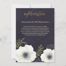 Tarjeta de información Boda de las flores nocturna