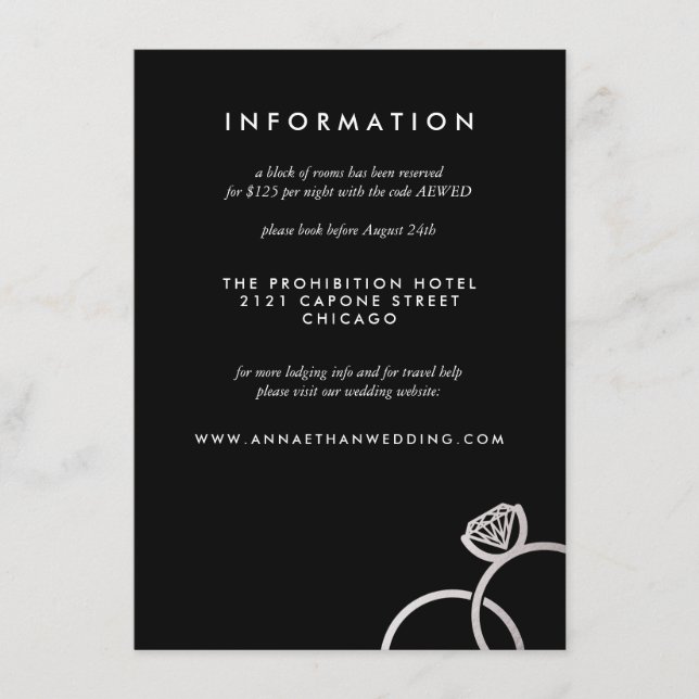 Tarjeta de información Boda de los anillos platead (Anverso)