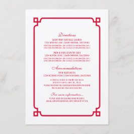 Tarjeta de información Boda de Moda de Deco Rojo
