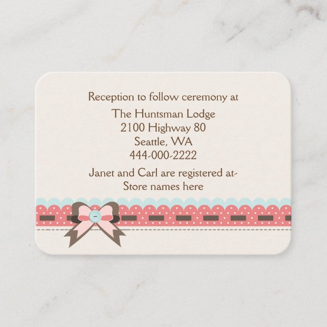 Tarjeta de información Boda de Moda de marfil de b (Anverso)