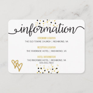 Tarjeta de información Boda de puntos de confetti 