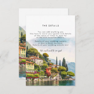 Tarjeta de información boda del lago Como Italia