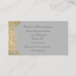 Tarjeta de información Boda Gris y Oro de moda
