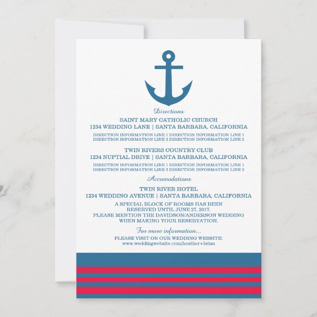 Tarjeta de información de anclaje azul rojo (Anverso)