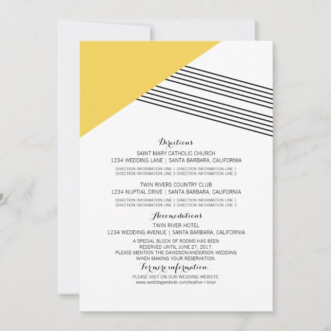 Tarjeta de información de banda geométrica amarill (Anverso)