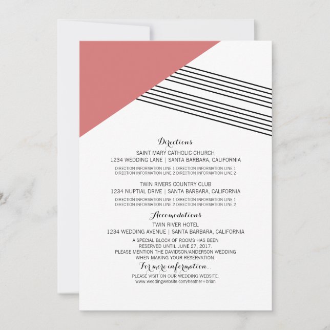 Tarjeta de información de banda geométrica roja (Anverso)
