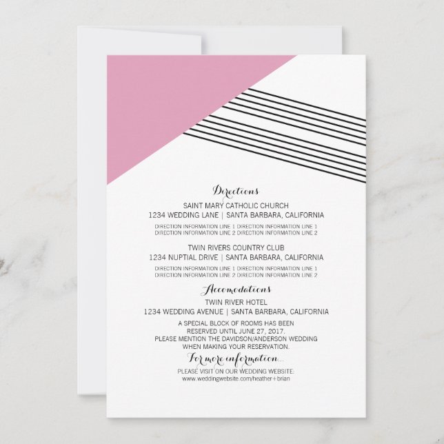 Tarjeta de información de banda geométrica rosa (Anverso)