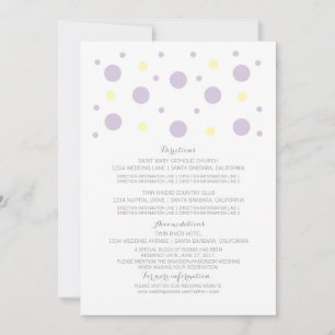 Tarjeta de información de boda con confeti amarill