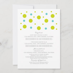Tarjeta de Información de Boda con Confeti Verde y