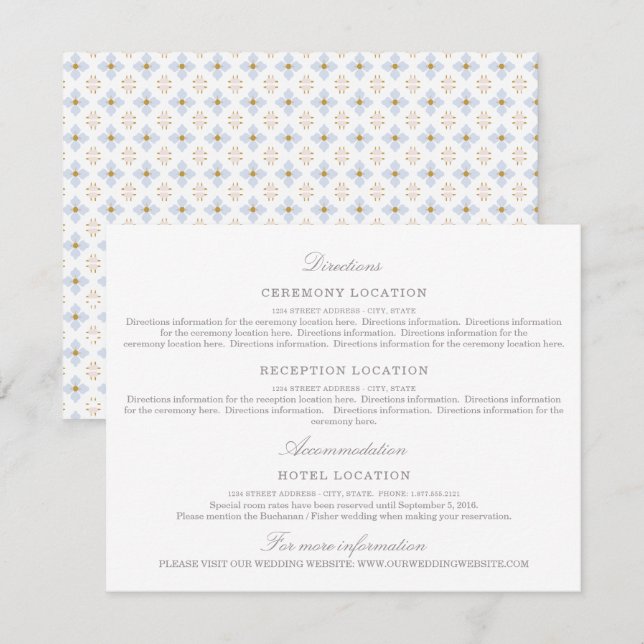 Tarjeta de Información de Boda con Peonías Moderna (Anverso / Reverso)