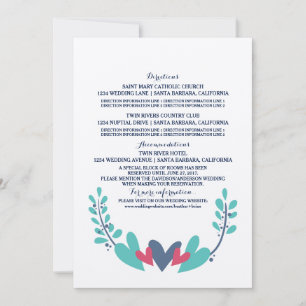 Tarjeta de Información de Boda Corazones y Enredad