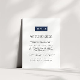 Tarjeta de información de Boda de color personaliz