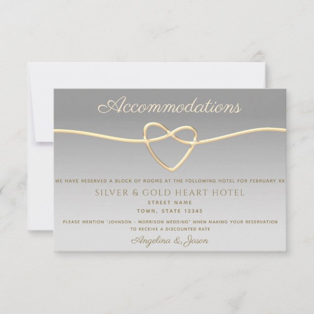 Tarjeta de información de boda de corazón de cuerd (Anverso)