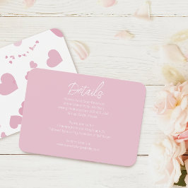 Tarjeta de información de Boda de corazón rosado m