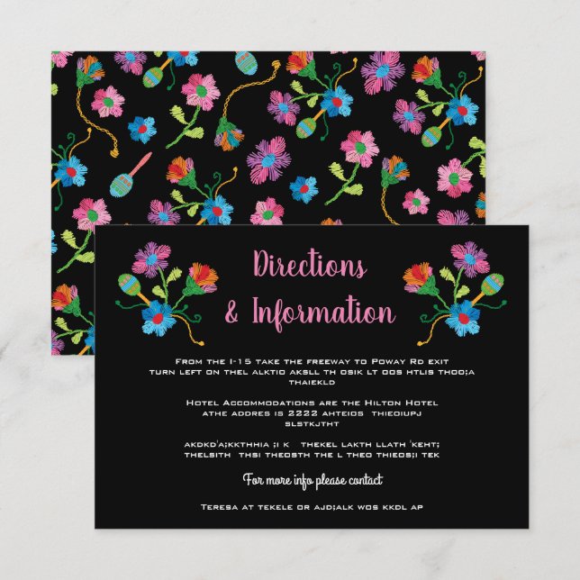 Tarjeta de información de boda de Fiesta Mexicana  (Anverso / Reverso)