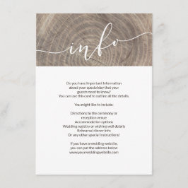 Tarjeta de información de boda de madera rústica