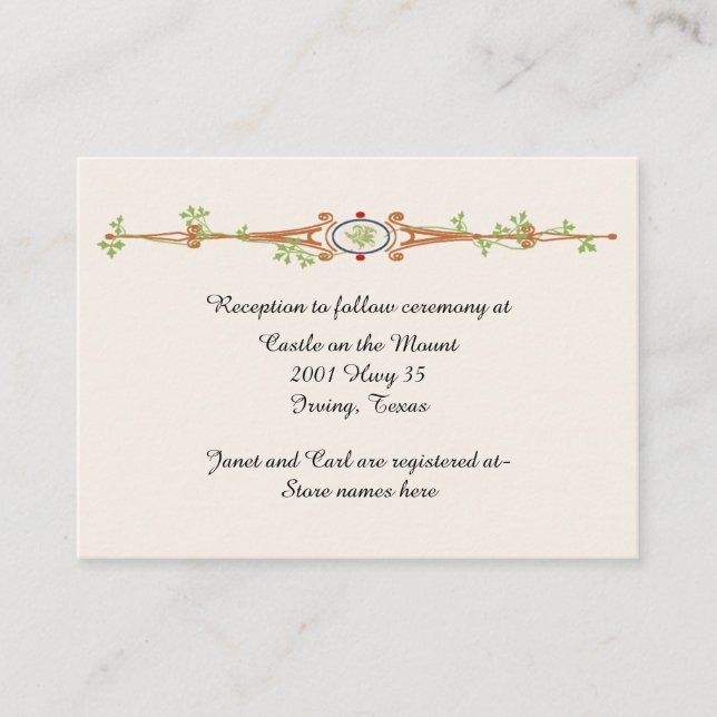 Tarjeta de información de Boda de marfil de hadas  (Anverso)