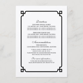 Tarjeta de información de Boda de Moda de deco neg