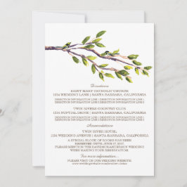 Tarjeta de información de boda de ramas cepilladas