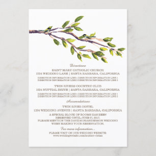 Tarjeta de información de boda de ramas cepilladas