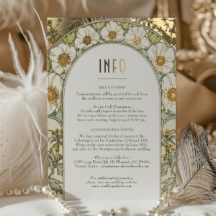 Tarjeta de información de boda estilo Art Nouveau