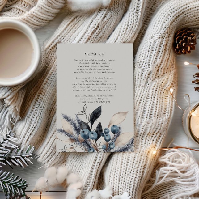 Tarjeta de información de Boda floral de invierno  (Subido por el creador)