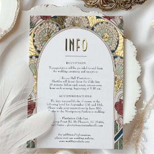Tarjeta de información de Boda floral vintage Dust