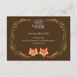 Tarjeta de información de Boda para los zorros de