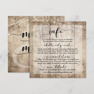 Tarjeta de información de boda personalizada