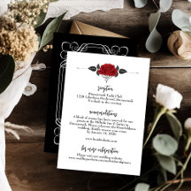 Tarjeta de información de Boda Romantic Red Rose