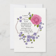 Tarjeta de información de Boda rosa rosa