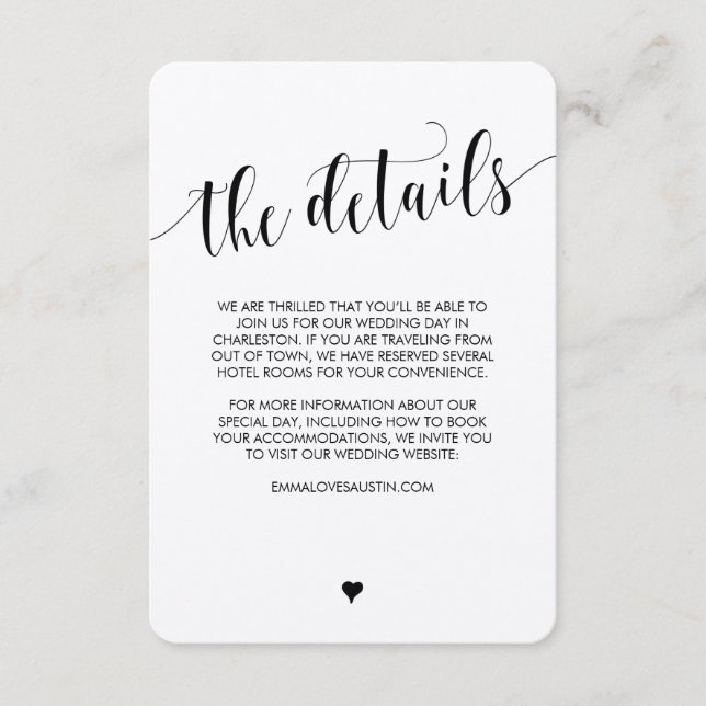 Tarjeta de información de Boda ruso (Anverso)