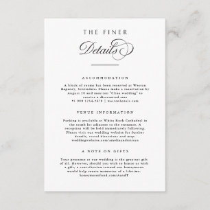 Tarjeta de Información de Boda The Finer Details