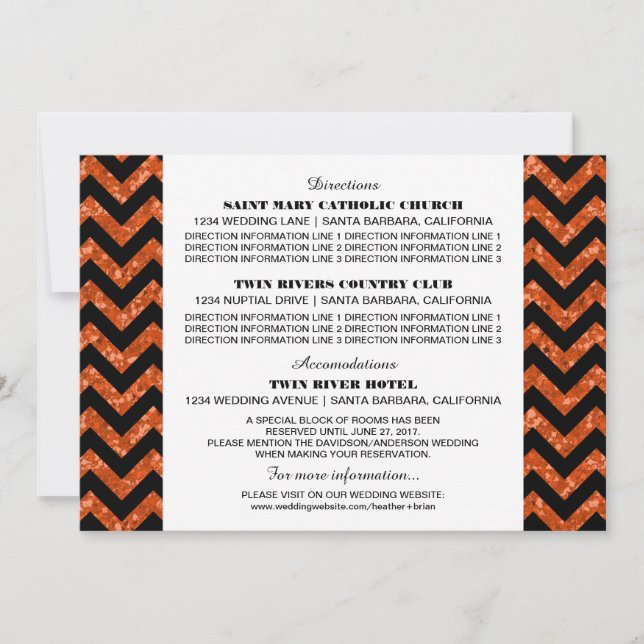Tarjeta de información de brillo Chevron naranja (Anverso)