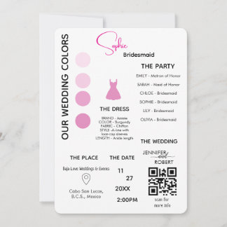 Tarjeta de información de dama de honor | Código Q