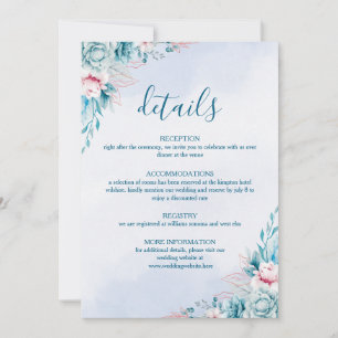 Tarjeta de información de detalles de boda floral