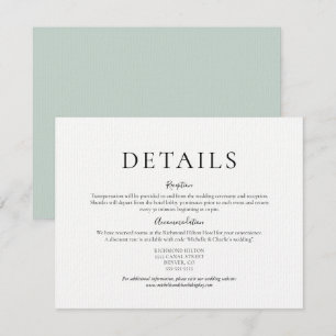 tarjeta de información de detalles de la boda